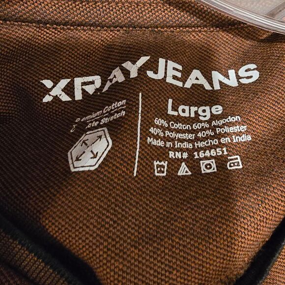 XRAY Jeans Brown Cute Short Sleeve Shirt, Size L - Picture 2 of 2